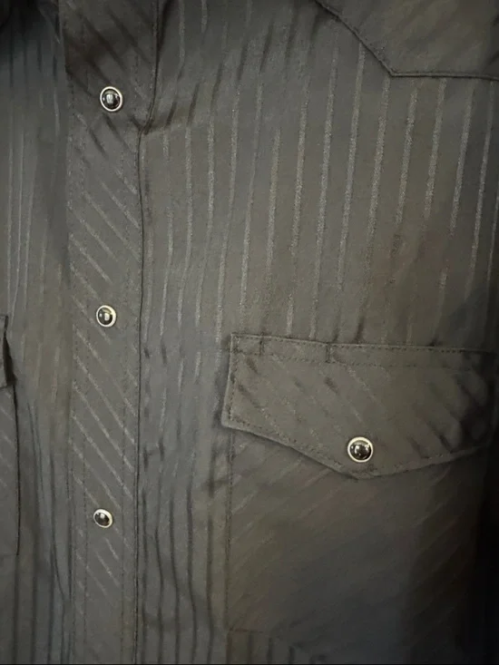 Wrangler Black Pinstripe Western Snap Front Shirt, XL - Picture 2 of 7